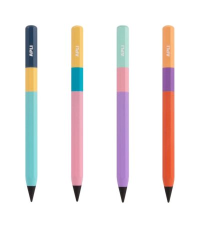 Le 4 matite infinite APLI Mini: verde acqua, rosa, viola e arancio