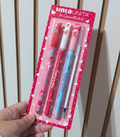 SET 3 PENNE CANCELLABILI + REFILL BLU TINTA UNITA - LOVE