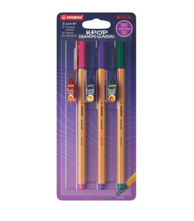 STABILO Point 88 K-Pop Demon Hunters – Huntrix, blister 3 fineliner - Confezione