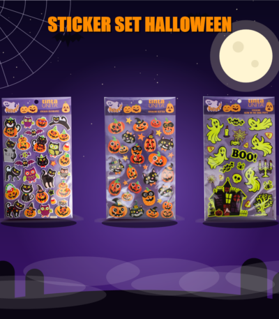 Set sticker Halloween tintaUNITA: fogli olografici, glitter e glow in the dark